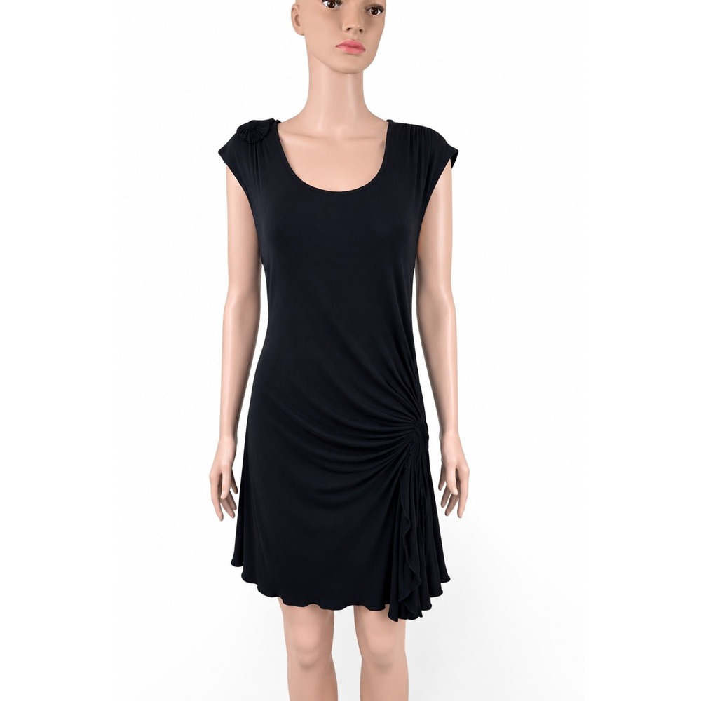 Vivienne Tam Black Ruched Draped Mini Dress M NWT Rayon Stretch Designer
